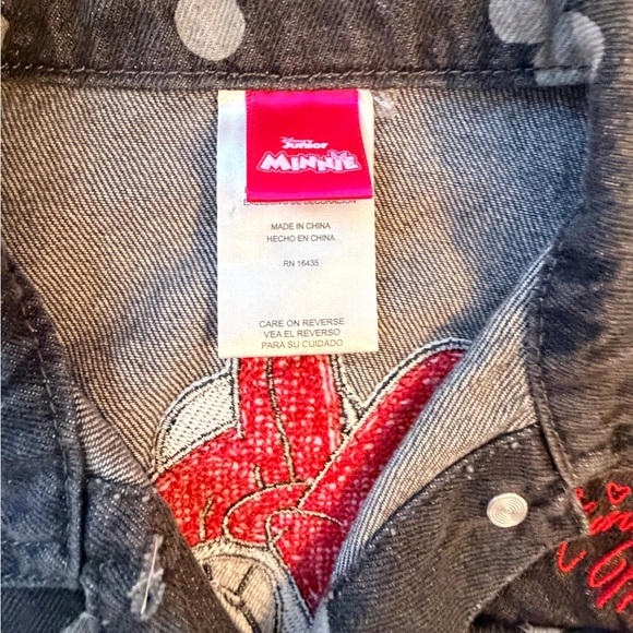 Disney Minnie Mouse Denim Jacket Kids Black Polka Dot Cute Girls Size 3T - Picture 5 of 5